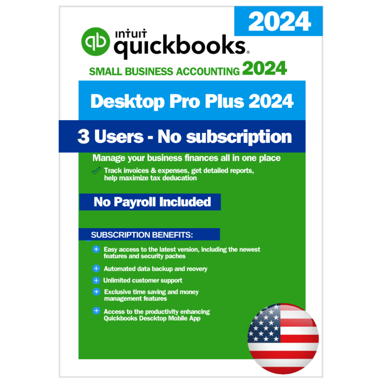 QuickBooks Desktop Pro Plus 2025 Lifetime License Key (3 Users